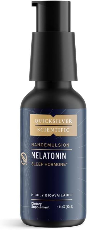 Liposomal Melatonin fra Quicksilver: 2. pumpetrykk gir 1 mg Melatonin.  150 brukerdoser a 1 mg.   