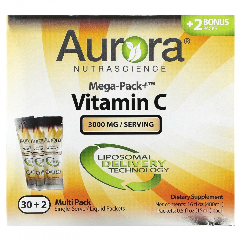 VITAMIN C  LIPOSOMALT I FORPAKNINGER , hvor hver forpakning innholder hele 3000 mg vitamin c. Hver eske innholder hele 32 doser.