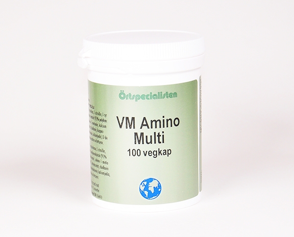 VM Amino multi 100 VK. Et godt balansert kosttilskudd med aminosyrer, vitaminer og mineraler , som gir deg litt av alt du behøver i løpet av en dag.