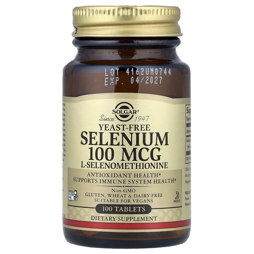 Gjærfri selenium 100 mcg fra Solgar.